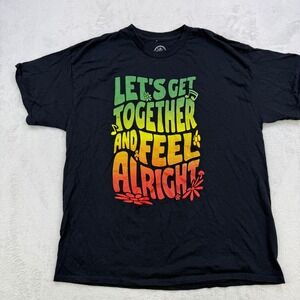DOM T Shirt Mens XL Black Lets Get Together And Feel Alright Rasta Reggae Tee